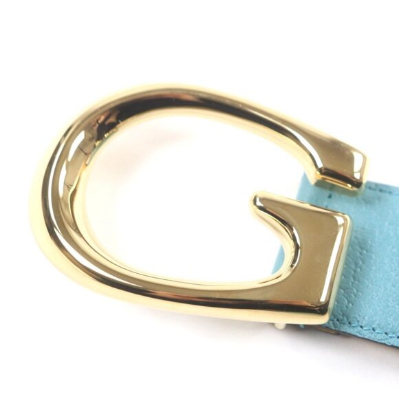 Gucci Memorable Buckle g Logo Buckle Bicolor Leather Belt Yellow Blue main image 8